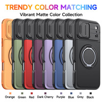 Funda con Soporte Magnético para Tarjetas para iPhone 18 17 16 15 Pro Max Plus, Soporte para Coche con Rotación de 360 Grados °   Funda Antigolpes con Anillo Giratorio y Ventana Deslizante