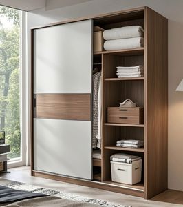 Armoire coulissante en bois massif, contreplaqué MDF, couleur et taille personnalisables, pour chambre à coucher, hôtel, villa - Product Image 5