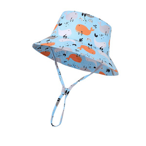 Chapeau de soleil imprimé baleine pour bébé, respirant, à séchage rapide, pliable, protection solaire, casquette de plage pour tout-petits, jeux en plein air - Product Image 2