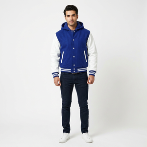 Wholesale Plus Size Winter Waterproof Wool Streetwear <b>Baseball</b> <b>Jacket</b> <b>Men</b> Women Custom Varsity Letterman Stand Front Embroidered - Product Image 1