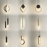 Lustre d'escalier en fer contemporain LED pour duplex, loft, villa, moderne, simple, créatif, lampe à bande creuse à plusieurs niveaux
