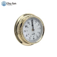 Impa370204 Chronomètre à quartz marin Boîtier en cuivre nautique Yacht World Hotel Étanche Antirouille Alimenté par batterie 180mm Enduit