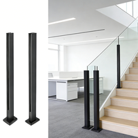 Rampe en verre sans cadre en acier inoxydable brossé noir, design résistant à la rouille, poteaux d'escalier en verre pour villa, appartement, balcon