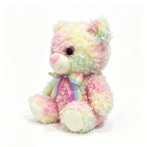 Peluche ours en peluche arc-en-ciel douce avec nœud, adorable animal en peluche pour Halloween, rembourrage en coton PP, unisexe, bébé 0-24 mois - Product Image 3