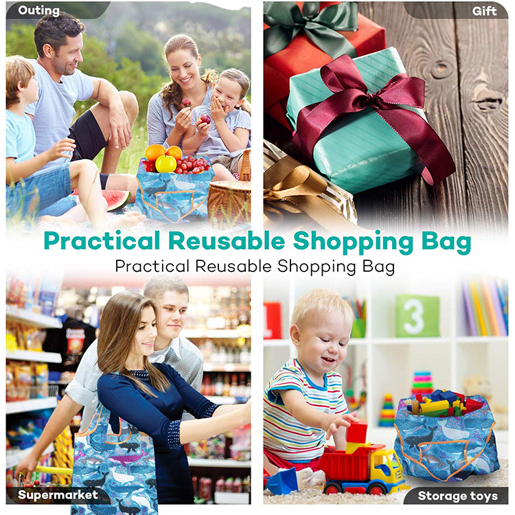 Wholesale Fashion Foldable Reusable Ripstop Nylon Polyester Shopping Bag with pouch
