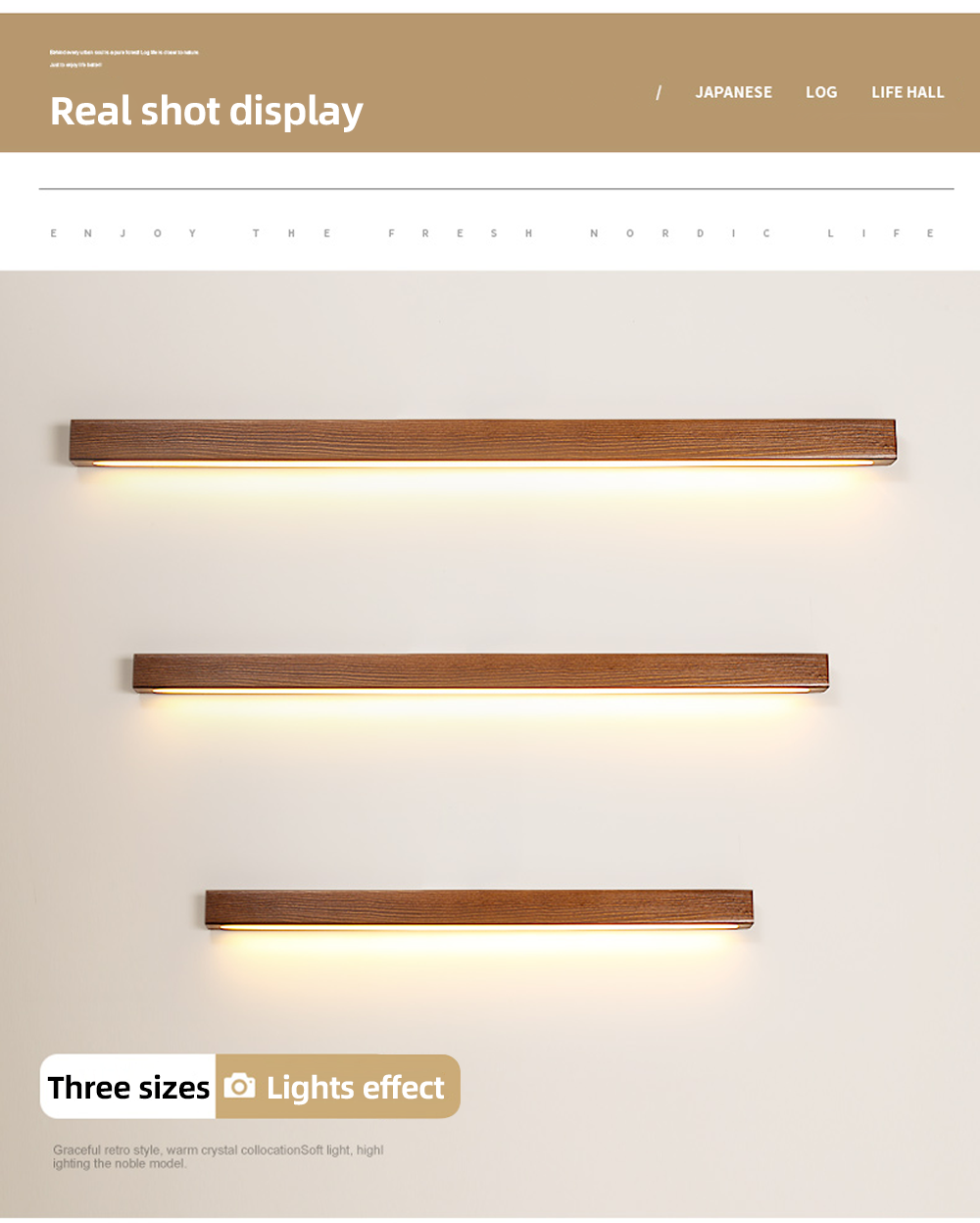 Energy-saving Simple Wall Lamp Wooden Straight Line Wall Lamp Creative Personality Corridor Hotel Restaurant Wall Lamp