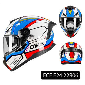 Casco Integral de Motocicleta ECE 22R06 ABS, Ajustable, Transpirable, Negro Brillante con Franja Roja, Equipo de Protección para la Cabeza - Product Image 1