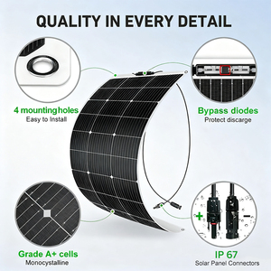 Panneaux solaires flexibles ALECTER APH-P82 noirs 100W en silicium monocristallin, efficacité 23%, 12V pour système solaire domestique, bateau APH-P82 B - Product Image 1