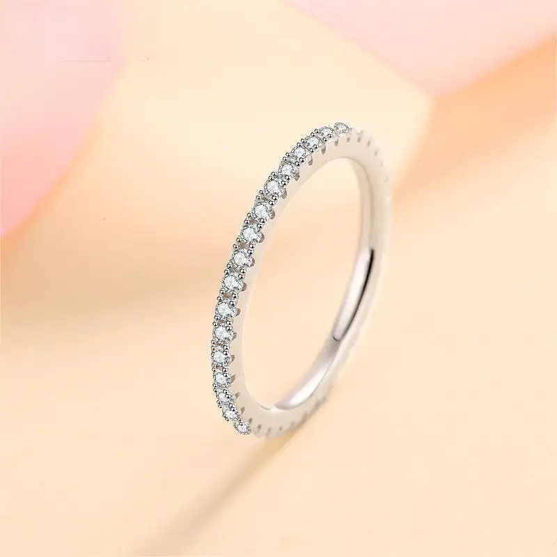 Mousserende Luxe Sieraden Rhodium Vergulde 925 Sterling Zilveren Rij Ringen 0.57ct Klassieke D Kleur Vvs Moissanite Ringen