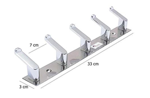 Premium PROMIXO Modern 5 Pin SS304 Stainless Steel Cloth <b>Hook</b> Wall Mount Adjustable Heavy Duty Rustproof <b>Towel</b> Organizer - Product Image 2