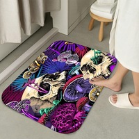 Rideau de Douche en Polyester Motif Crâne Squelette Halloween, Imprimé Personnalisé, Imperméable, Anti-Moisissure, Vente en Gros
