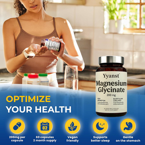 Cápsulas de glicinato de magnesio de marca privada de alta calidad, fáciles de tolerar para el estómago, que mejoran la función muscular y la salud ósea, y favorecen la salud del sueño. - Product Image 2