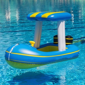 PVC <b>Inflatable</b> Patrol Boat Pool Float with Water Gun 67*36*36 Inch for Two Kids Harbor Boat Pool Float Ride on Fun Water Toy - Product Image 3