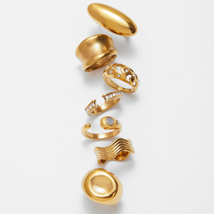Bagues de mode à forme géométrique avec incrustation de pierres naturelles et sertissage pavé, bijoux unisexe, cadeau - Product Image 1