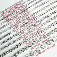 Chaîne de strass blanche ronde à coudre pour robe, tailles SS4 SS6 SS8 SS10 SS12 SS16 SS18 SS24 SS28 SS38