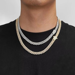 Bespoke 925 Sterling <b>Silver</b> Moissanite Miami Cuban Link Chain Bezel Set 18K Gold Plated Iced Out Hip Hop <b>Necklace</b> Custom Jewelry - Product Image 5