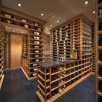 Nouvelle conception, armoire de présentation de bouteilles de vin en bois massif de haute qualité, cave à vin personnalisée pour hôtel commercial