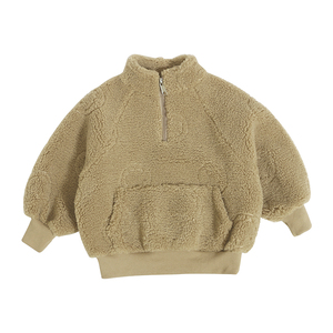 Commercio all'ingrosso nuovo arrivo inverno abbigliamento per bambini dolcevita <span class=keywords><strong>con</strong></span> <span class=keywords><strong>cerniera</strong></span> top Kangaroo Pocket Design materiale caldo ragazze felpa - Product Image 2