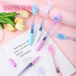 Креативная милая ручка-карандаш с блестками и жидким песком в стиле каваи, с эффектом бабочки, гель-ручка с блестками и переливающимся песком, нейтральная ручка-карандаш - Product Image 4