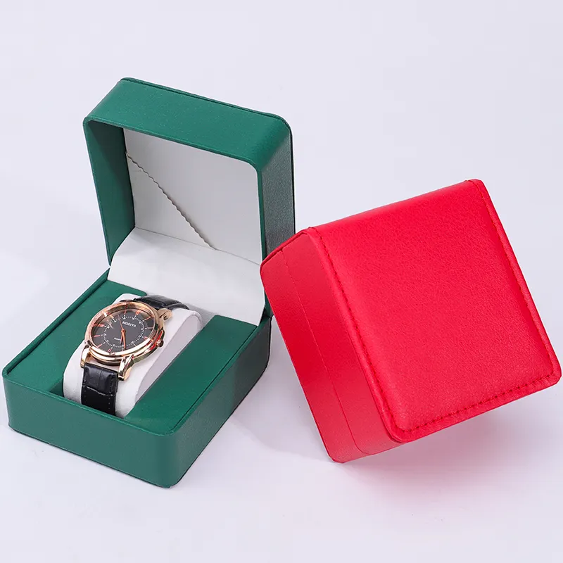 האנהונג סיטונאי לוגו מותאם אישית מרובע גברים ונשים שעוני נסיעות קופסא שעון הפוך קופסא שעון עור PU