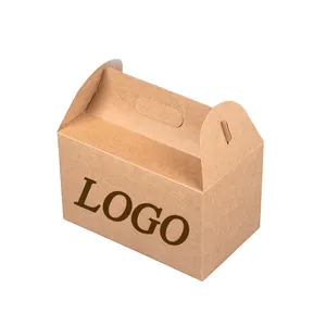 Emballage de feuille de thé brun poignée portable pliable Rectangle avec logo imprimé moins cher en gros conception personnalisée carton artisanal