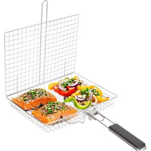 Grill Basket Barbecue BBQ Grilling Basket Stainless Steel Large Folding Grilling Baskets with Handle - Product Image 1