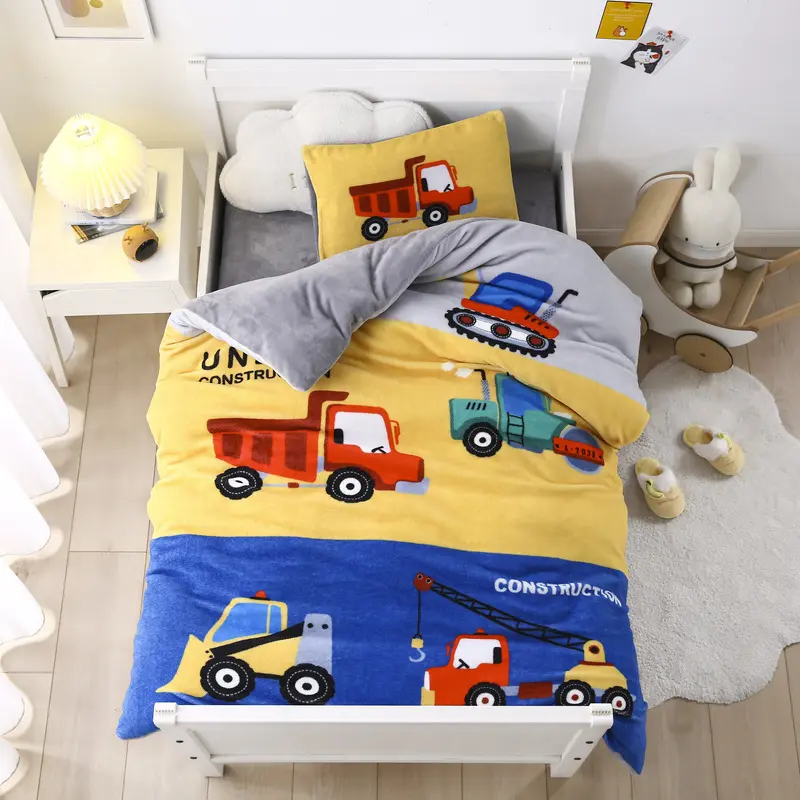 Комплект постельного белья для детской кроватки с различными мультяшными принтами, теплый фланелевый Комплект постельного белья для детей