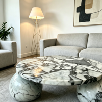 Table basse moderne de luxe nordique en marbre, socle durable, base en marbre Ocean Storm, ensemble de meubles pour chambre et salon