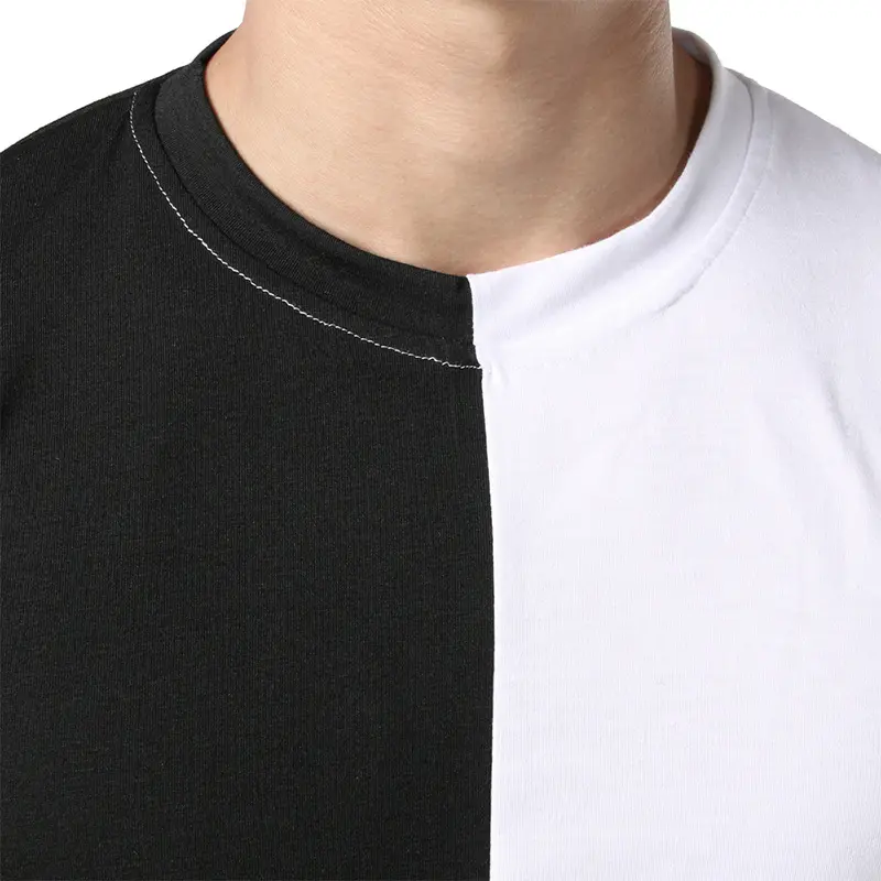 Cut and Sew Custom T Shirt Printing High Quality Men White and Black Sublimated Tshirt