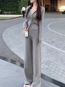 Conjunto Deportivo de Punto para Mujer de 2 Piezas con Chaqueta Casual con Capucha y Pantalones Largos de Cintura Alta, Atuendo de Moda Femenina - Product Image 6