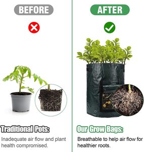 DD1503 Pots en tissu aérés, sacs de plantation robustes pour légumes, tomates, fruits, jardin, sacs de culture de pommes de terre avec rabat et poignées - Product Image 2