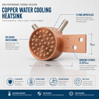 Radiateur liquide en cuivre T2 pour semi-conducteurs de puissance, thyristors, diodes, redresseurs – Dissipateur thermique à double refroidissement par eau avec pince de fixation