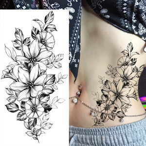 Adesivi per tatuaggi con <span class=keywords><strong>fiori</strong></span> per schizzi all'ingrosso adesivi per tatuaggi delicati fiore di rosa fiore in bianco e nero - Product Image 6