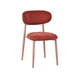 <span class=keywords><strong>Chaise</strong></span> <span class=keywords><strong>de</strong></span> salle à manger contemporaine en tissu doux avec cadre en métal couleur chêne clair - Product Image 1