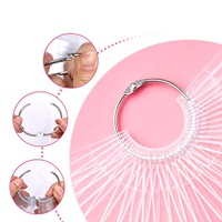 Vente en gros de 50 pièces/ensemble de présentoirs à vernis à ongles carrés transparents avec anneau métallique pour salon de manucure