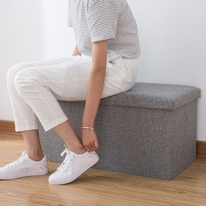 Custom Logo Living Room Furniture Fabric Linen Leather Collapsible Toy Footrest Foldable <strong>Storage</strong> Box Stools Ottoman <strong>Bench</strong> - Product Image 3