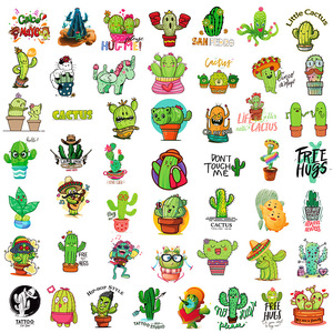 50 Pegatinas de Cactus y Plantas Verdes con Diseño de Dibujos Animados para Álbumes de Recortes, Cuadernos, Botellas, Teléfonos, Pegatinas para Niñas - Product Image 3