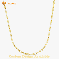 Chaîne en or 10k, 14k et 18k, style trombone, Collier en or pur 18k, Bijou fin unique