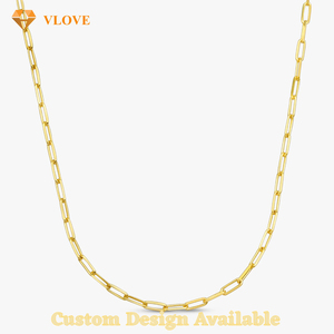 Chaîne en <span class=keywords><strong>or</strong></span> 10k, 14k et 18k, style trombone, Collier en <span class=keywords><strong>or</strong></span> pur 18k, Bijou fin unique - Product Image 1