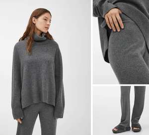 Completo da <span class=keywords><strong>Donna</strong></span> in Cashmere Lavorato a <span class=keywords><strong>Maglia</strong></span> con Dolcevita e Pantaloni, Set Due Pezzi in Lana e Cashmere - Product Image 6