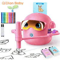Robot de Dibujo Electrónico DIY para Niños, 100 Tarjetas, Juguete de Aprendizaje Montessori, 3-8 Años, Unisex, Interactivo por Voz, ABC, Plástico, con Batería