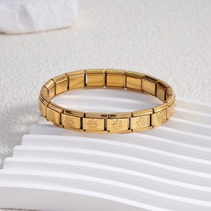 Stainless Steel Italian Modular Splicing <b>Bracelet</b> Star Pattern Geometric Design Unisex Gift Jewelry DIY Combination Elastic Band - Product Image 4