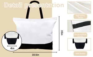 Borse tote in poliestere per sublimazione, borse tote in tela bianca per sublimazione, per fai da te, artigianato e decorazioni, spedizione da magazzino USA - Product Image 4