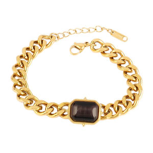 Bracciale pendente alla moda in pietra naturale in acciaio inossidabile con ciondolo turchese placcato in oro da donna rigogolo Multi-elemento transfrontaliero - Product Image 2