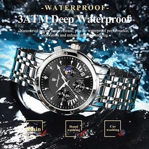 Reloj de Cuarzo Personalizado Poedagar 813 para Hombre, Correa de Acero Inoxidable, Luminoso, Resistente al Agua, con Fecha, para Negocios - Product Image 6