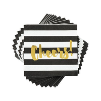 Lot de 12 serviettes dorées noires amusantes taille irrégulière 2 plis 3 plis serviettes en papier imprimées personnalisées avec style de sac pour la fête des enfants