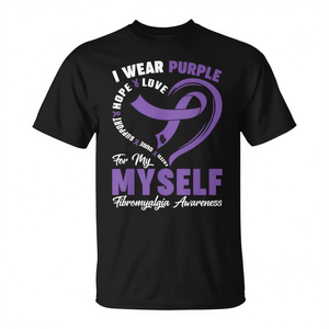 T-shirt pour la sensibilisation à la fibromyalgie : Je porte du violet pour moi-même - Product Image 2