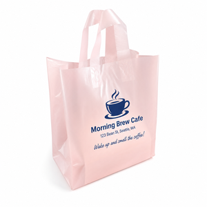 Printed Custom Made Hdpe Wholesale Soft Carrier Low Moq Pink Plastic Handle Shopping Bag With Logo - Product Image 1