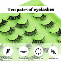 Faux cils en vison 3D avec logo personnalisé, vente en gros, 18 mm, effet naturel, 10 paires, plateau de cils mixtes œil de chat, imperméables et réutilisables
