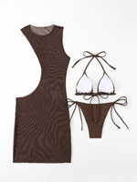Bikini sexy en gros pour femmes, maillot de bain en maille à découpe haute, micro string, ensemble de bikinis, vêtements de plage pour femmes, maillot de bain 3 pièces